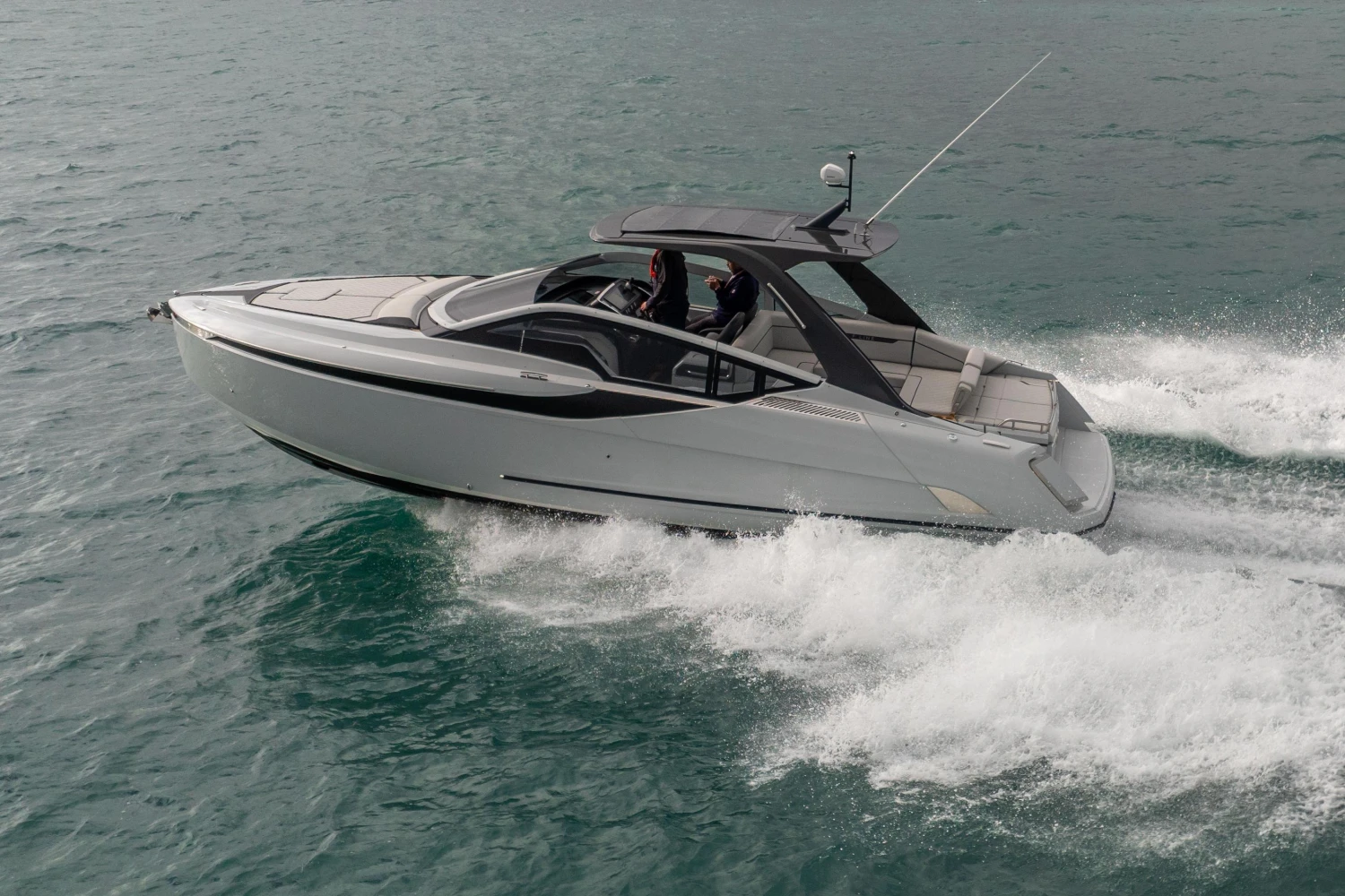2023 Fairline F//Line 33 luxury yacht cruising on open water.